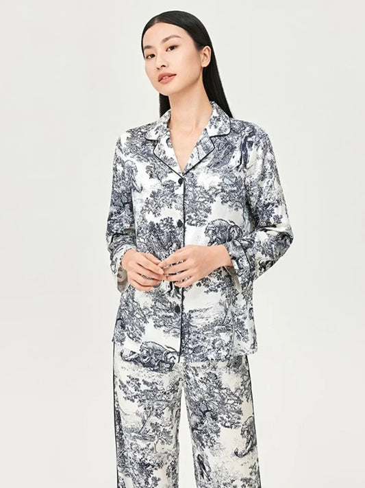Women’s Mulberry Print Pajama Silk Lounge Set Loran