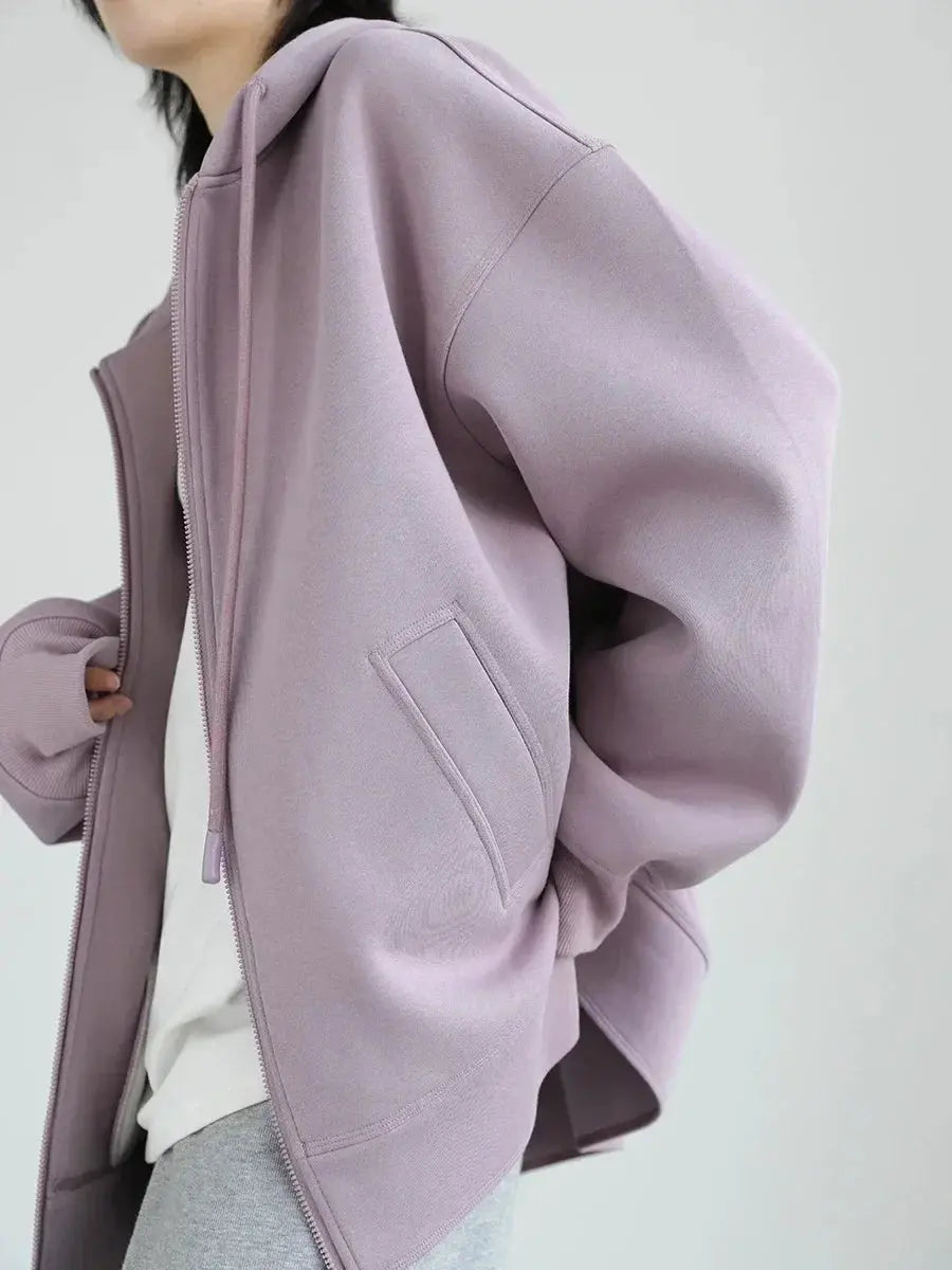 Women's Casual Loose Solid Hooded Overcoat - Loran