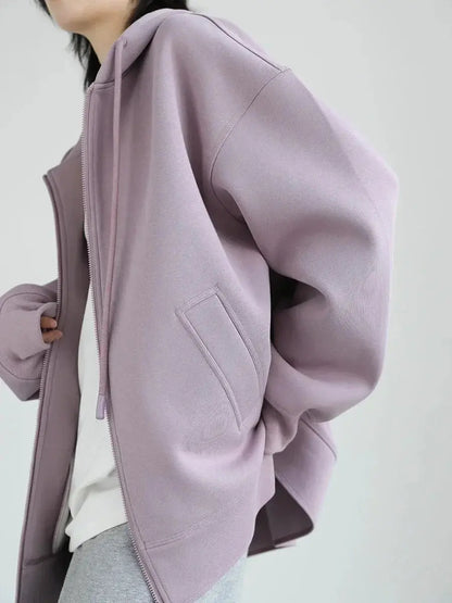 Women's Casual Loose Solid Hooded Overcoat - Loran