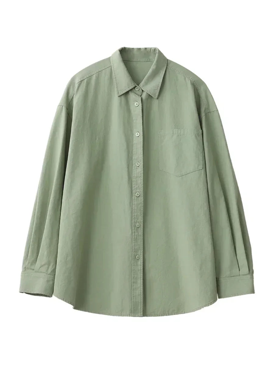 CHIC VEN Korean Women's Long-sleeved Shirt Loose Woman Tops Fashion Woman Blouse Office Lady Coat 2025 Spring Autumn Clothing Loran