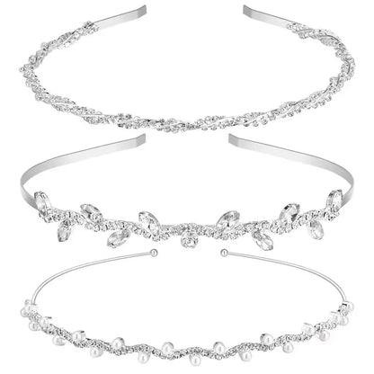 Rhinestone & Pearl Bridal Headband Set Wedding Hair