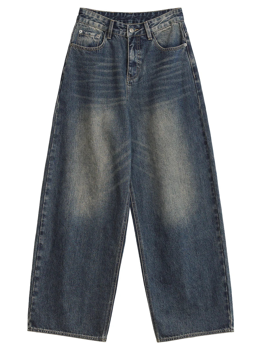 CHIC VEN Korean Women Plus Jeans New Casual Retro Wide Legs Denim Pants Slim Female Trousers Spring Autumn 2025 Loran