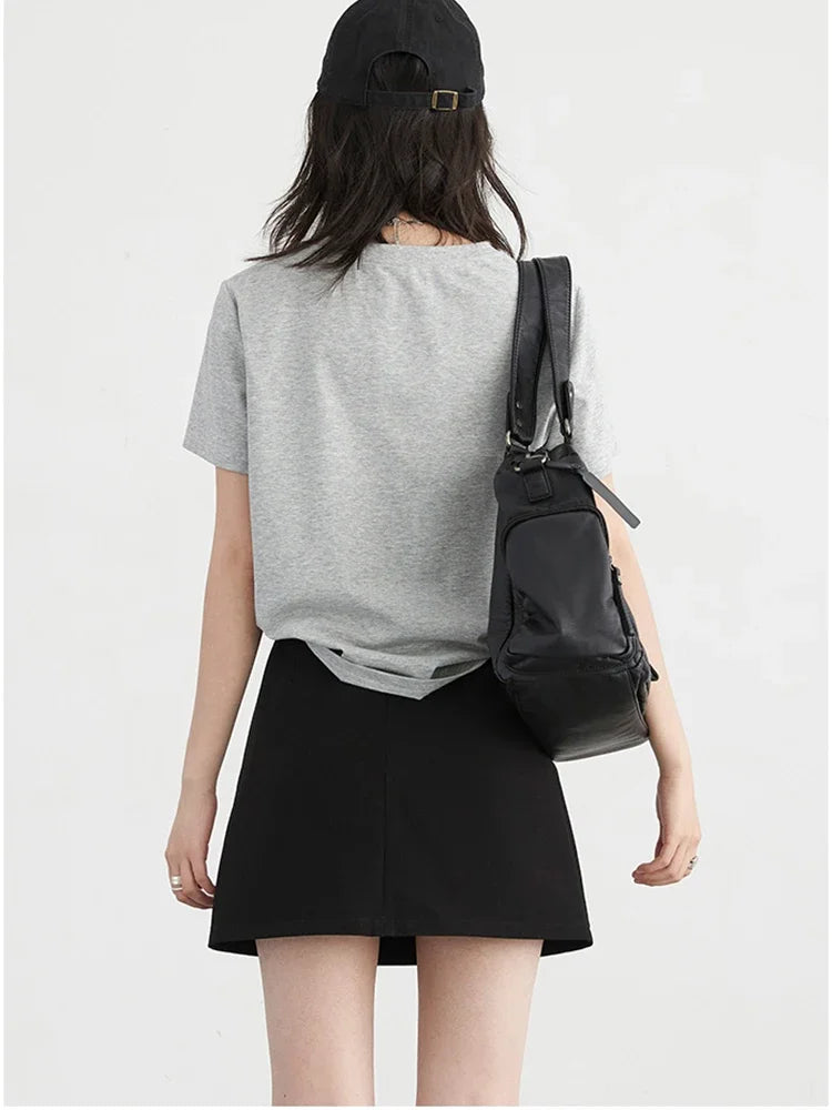 CHIC VEN Korean Women T-Shirts Loose New Korean O Neck Short Sleeve Printed Girl Tees Slim Female Top Summer 2025 Loran