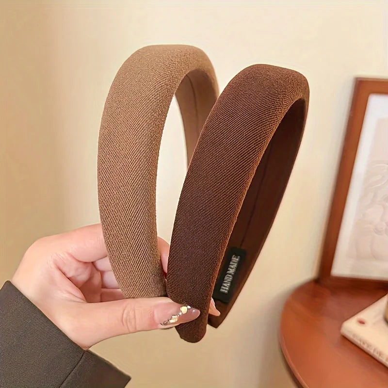 Solid Color Wide Sponge Headband for Women