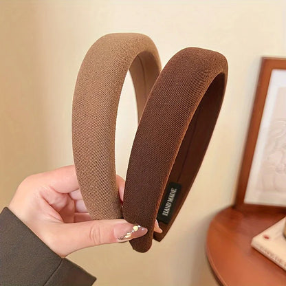 Solid Color Wide Sponge Headband for Women