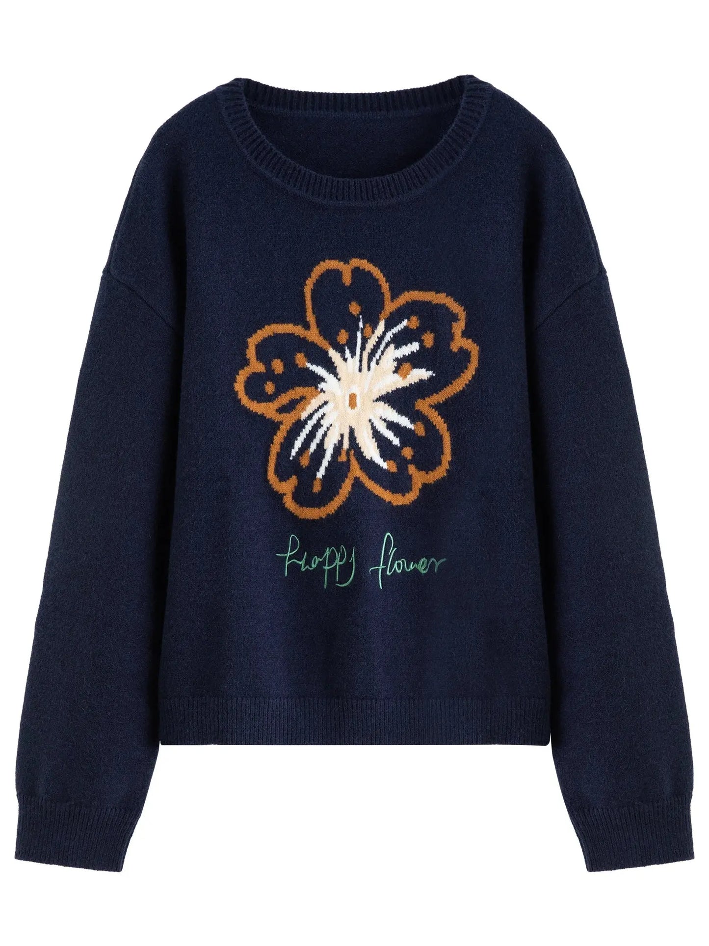 Women's Plus: Floral Knit Winter Pullover - Loran