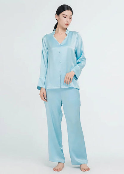 Elegant Women's Real Silk Pajamas Long Sleeve Loran