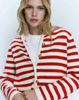 Slim-Fit Striped Cardigan for Spring