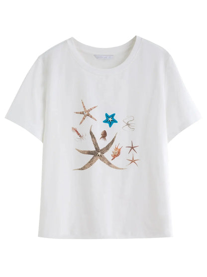 Women's Nautical Print Shell Tee Slim Fit LORAN STORE