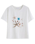 Women’s Nautical Print Shell-Embellished Slim Tee