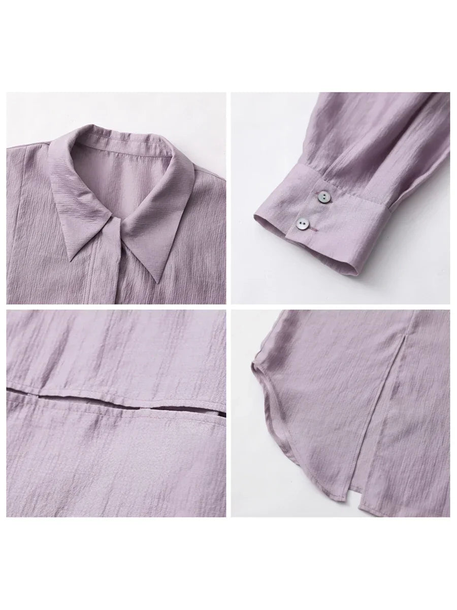 CHIC VEN Women Thin Shirt Long Sleeve Casual Loose Slightly Transparent Cool Blouses Woman Solid Design Female Top Summer 2024 Loran