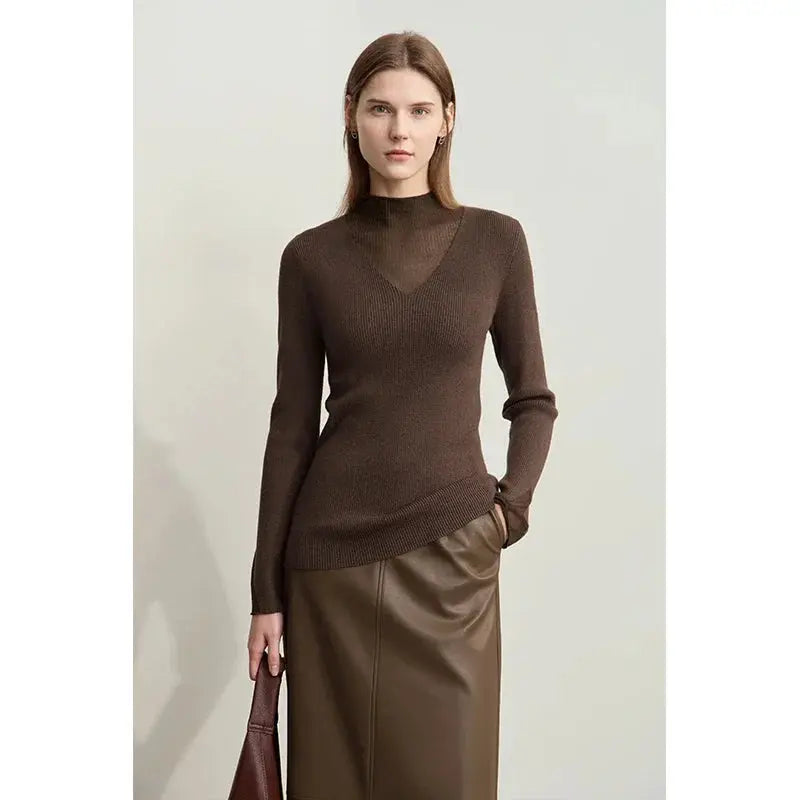 Elegant Sheer-Panel Turtleneck - Loran