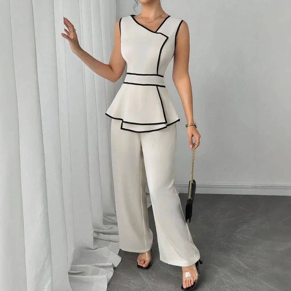Chic Asymmetrical Summer Jumpsuit with Flared Legs - Loran