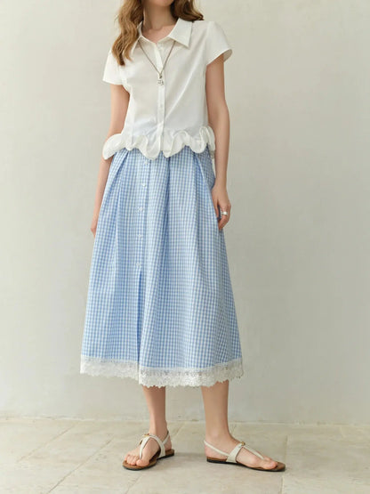 Plus Size Checkered Summer Skirt LORAN STORE