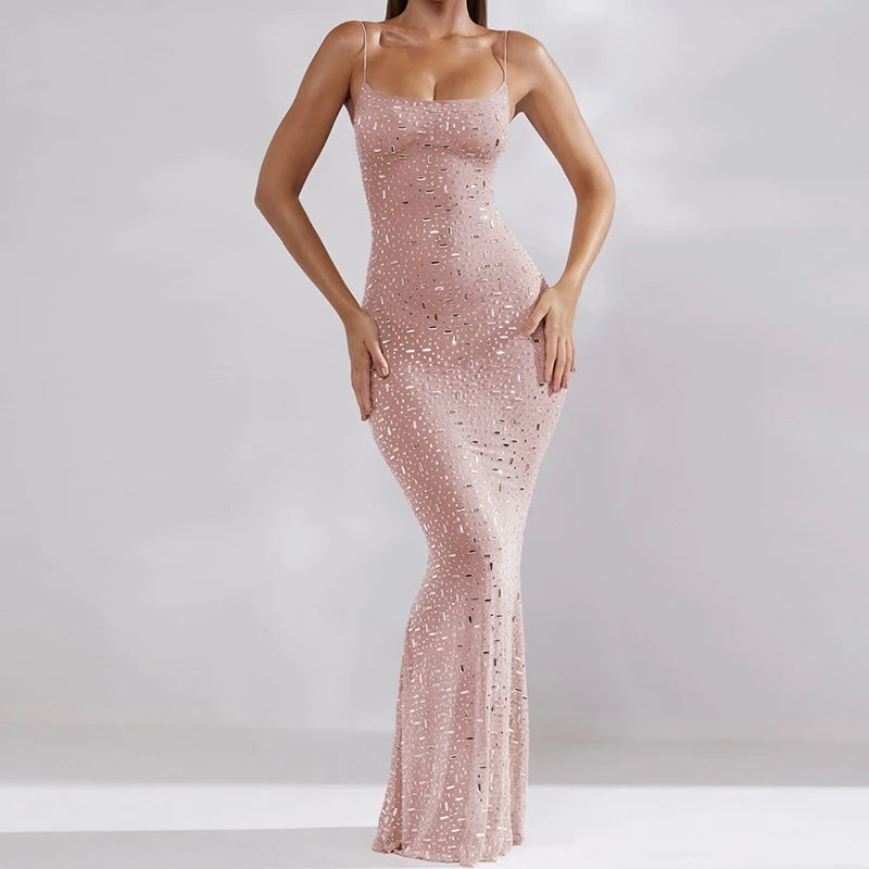 Elegant Sequin Maxi Dress Fashion Glitter - 3IN SMART Shop  #