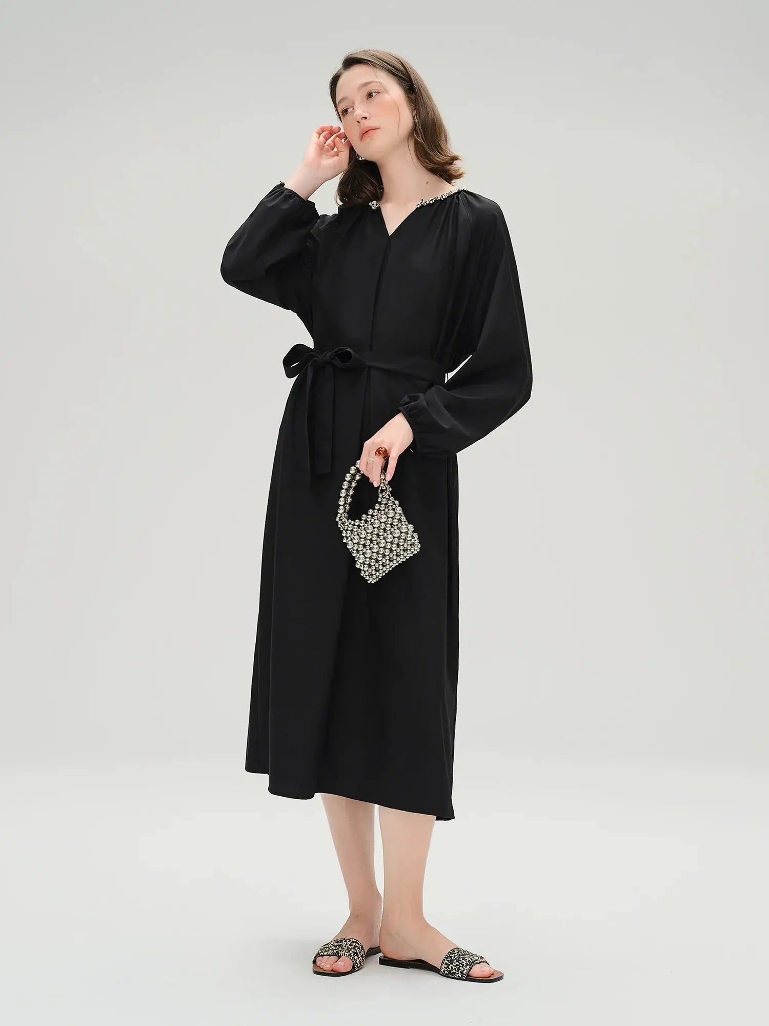 Plus Size Casual Black Maxi Dress - Loran