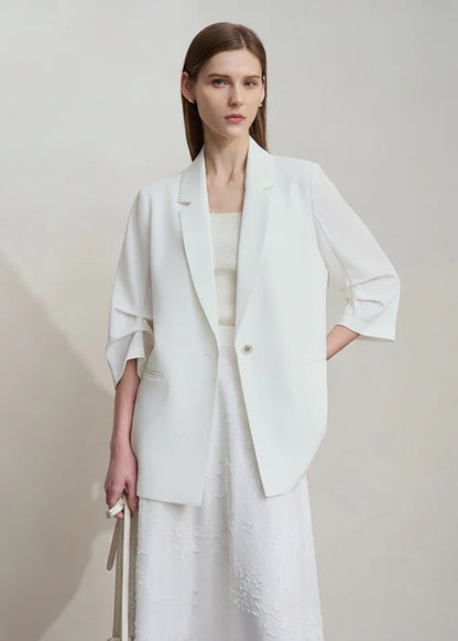 Amii Minimalist Women's Blazer Mujer 2025 Autumn New Solid Loose Seven-quarter Sleeve Lapel Button Commuter Suit Jacket 12512019 Loran