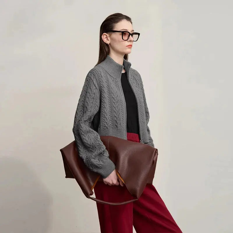 Minimalist High-Neck Zip Cardigan - Loran