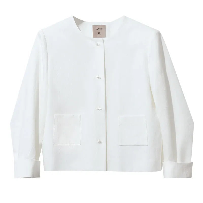 Amii Women's jacket 2026 Spring New Commuter Cotton Jacquard Women's Jacket separate Casual Loose Versatile Shorts 1264111 0 Loran