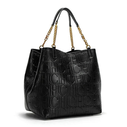 CH Embossed Leather Tote Bag Ideal Office & Daily Commute