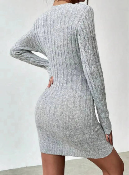 Niche Knit Crew Neck Mini Dress - Loran
