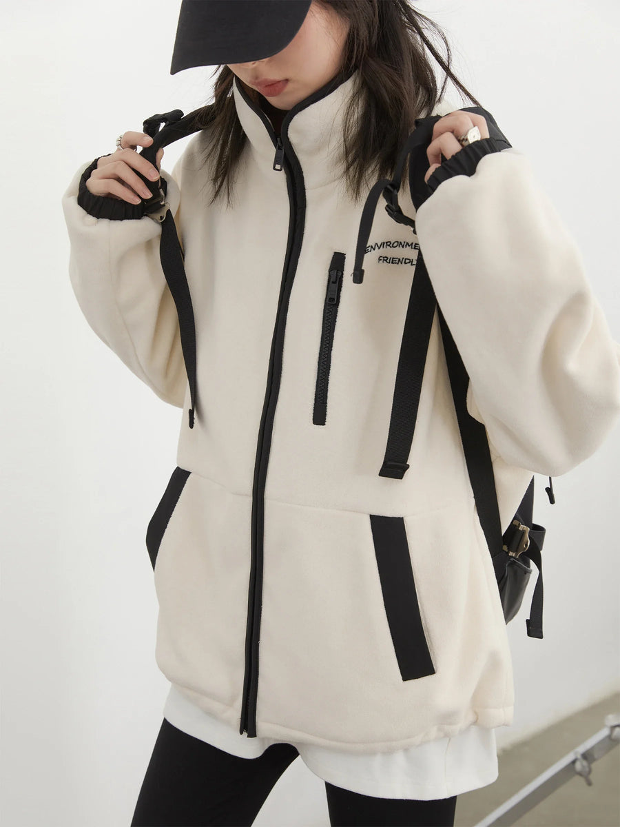 Women's Fleece Jacket with Stand-Up Collar