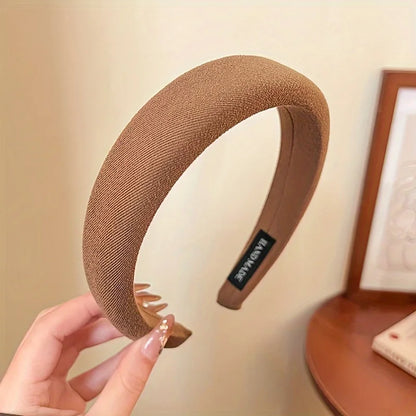 Solid Color Wide Sponge Headband for Women