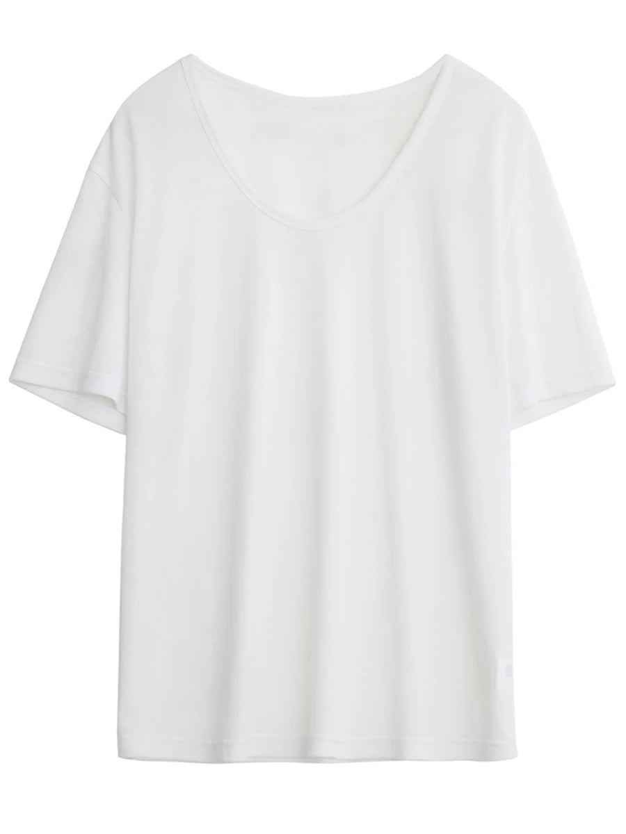 CHIC VEN Women T-Shirts Loose Casual Solid New Basic Cool Tees for Girl Short Sleeved Female Top Spring Summer 2025 Clothing Loran