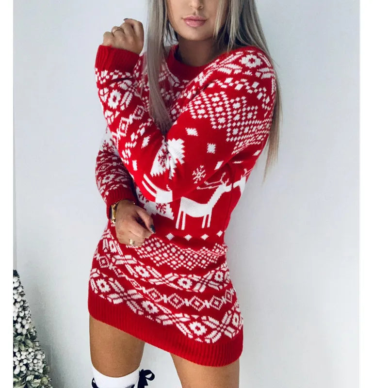 Sweater Women Christmas Deer Knitted Long Sleeve - 3IN SMART Shop  #