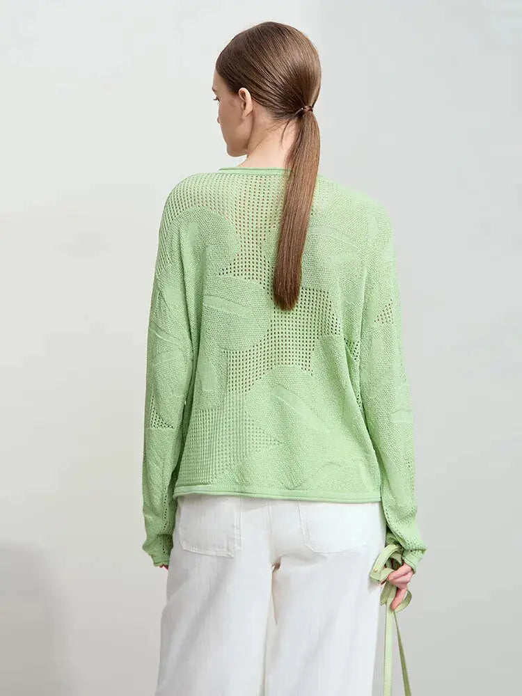 Minimalist Loose Hollow Knit Sweater Loran
