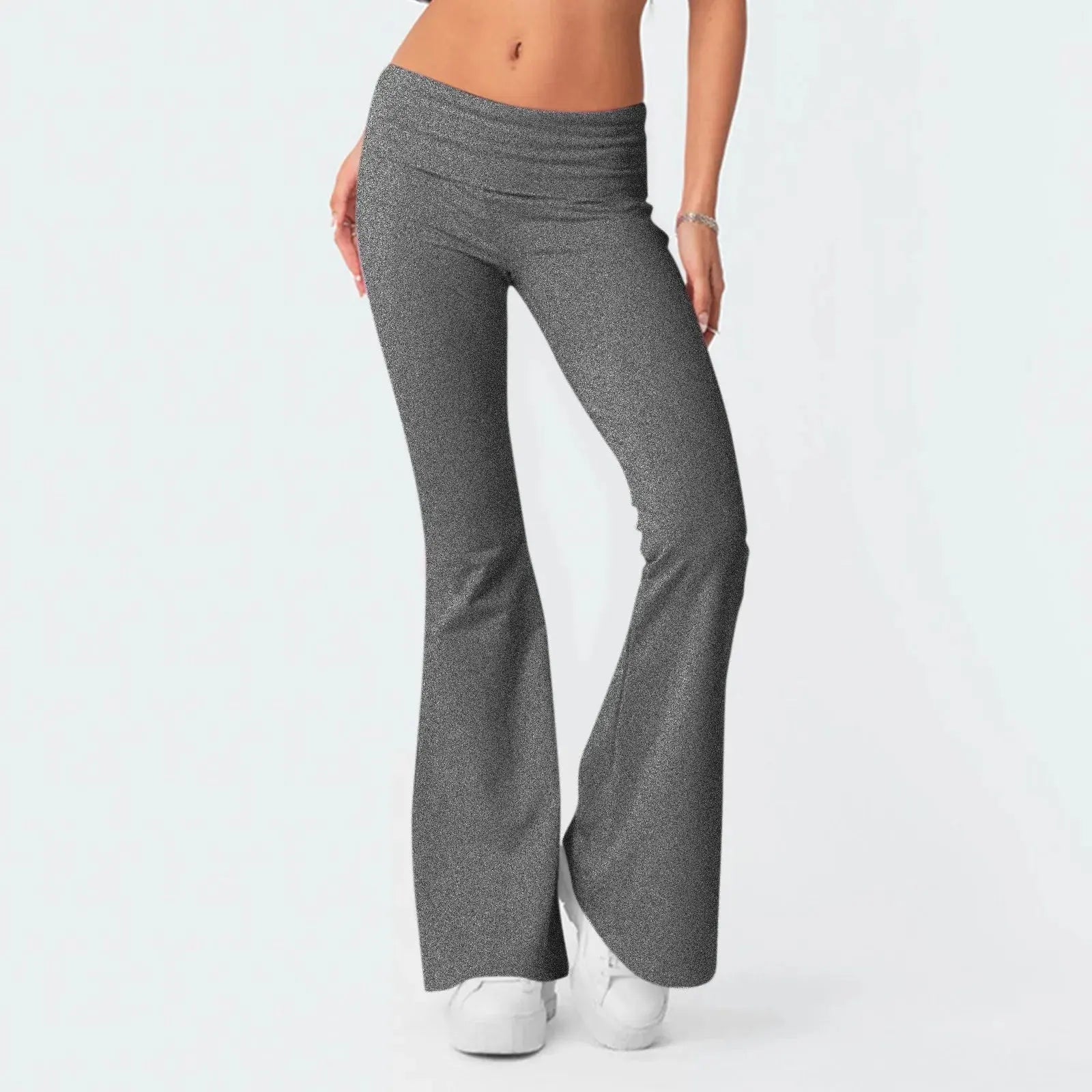 Solid Slim-Fit Flare Trousers - Loran