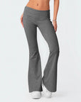 Solid Slim-Fit Flare Trousers