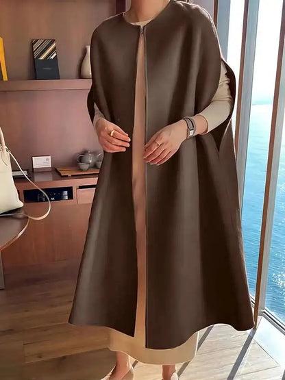 Elegant Vintage Wool Blend Batwing Coat for Women - Loran