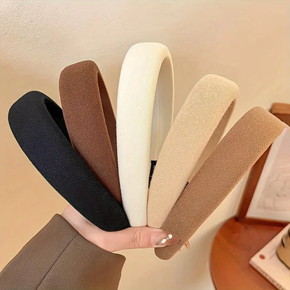 Solid Color Wide Sponge Headband for Women
