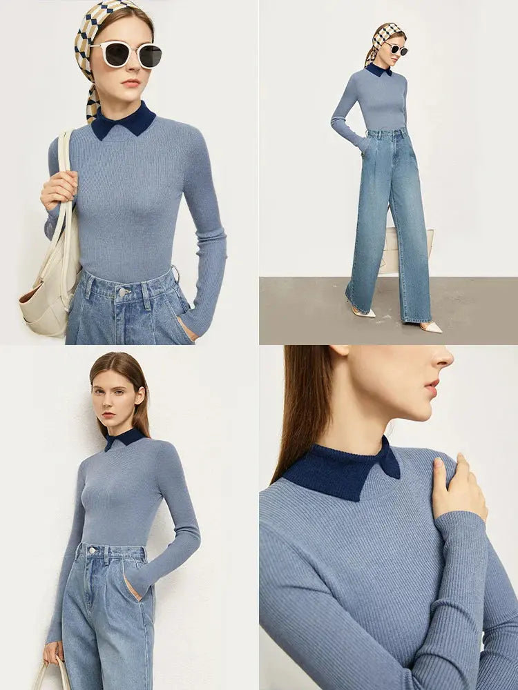 Minimalist Colorblock Knit Sweater - Loran