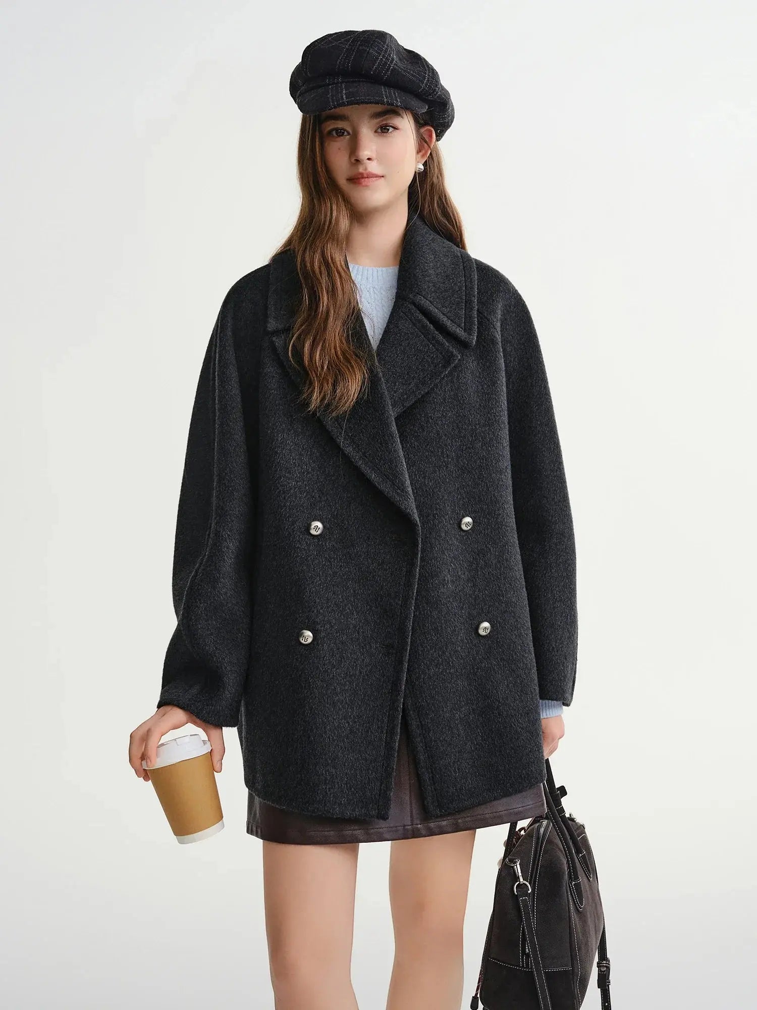 New Plus Size Wool Blend Short Coat for Women - Loran