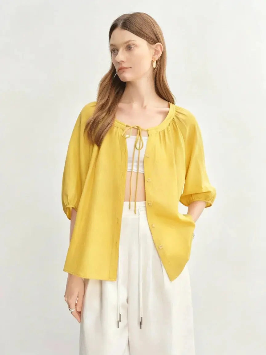 Flattering Half-Sleeve Summer Blouse LORAN STORE