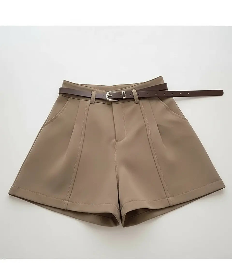 Vintage-Inspired Solid High-Waist A-Line Shorts - Loran