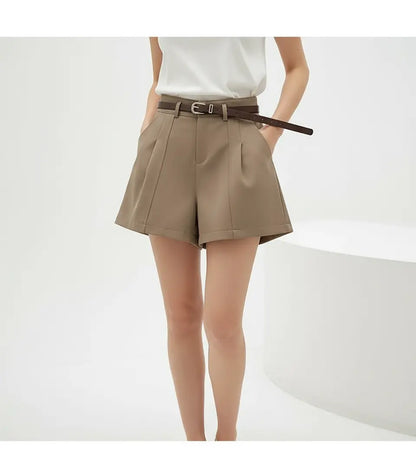 Vintage-Inspired Solid High-Waist A-Line Shorts - Loran