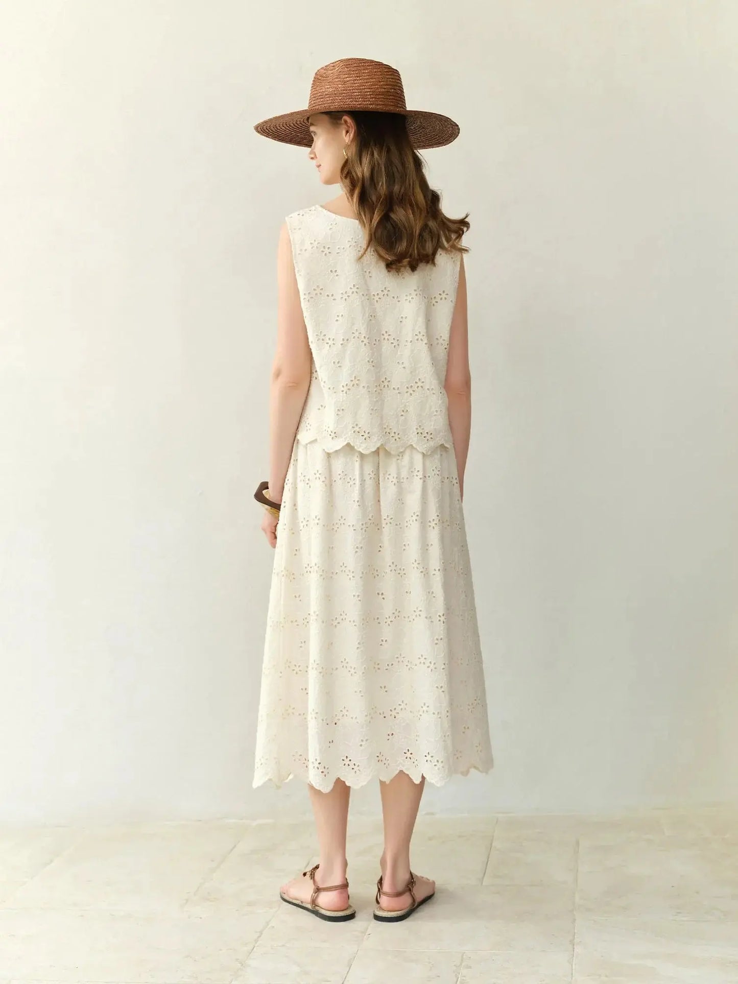 Textured Midi Skirt & Tank in Ivory LORAN STORE