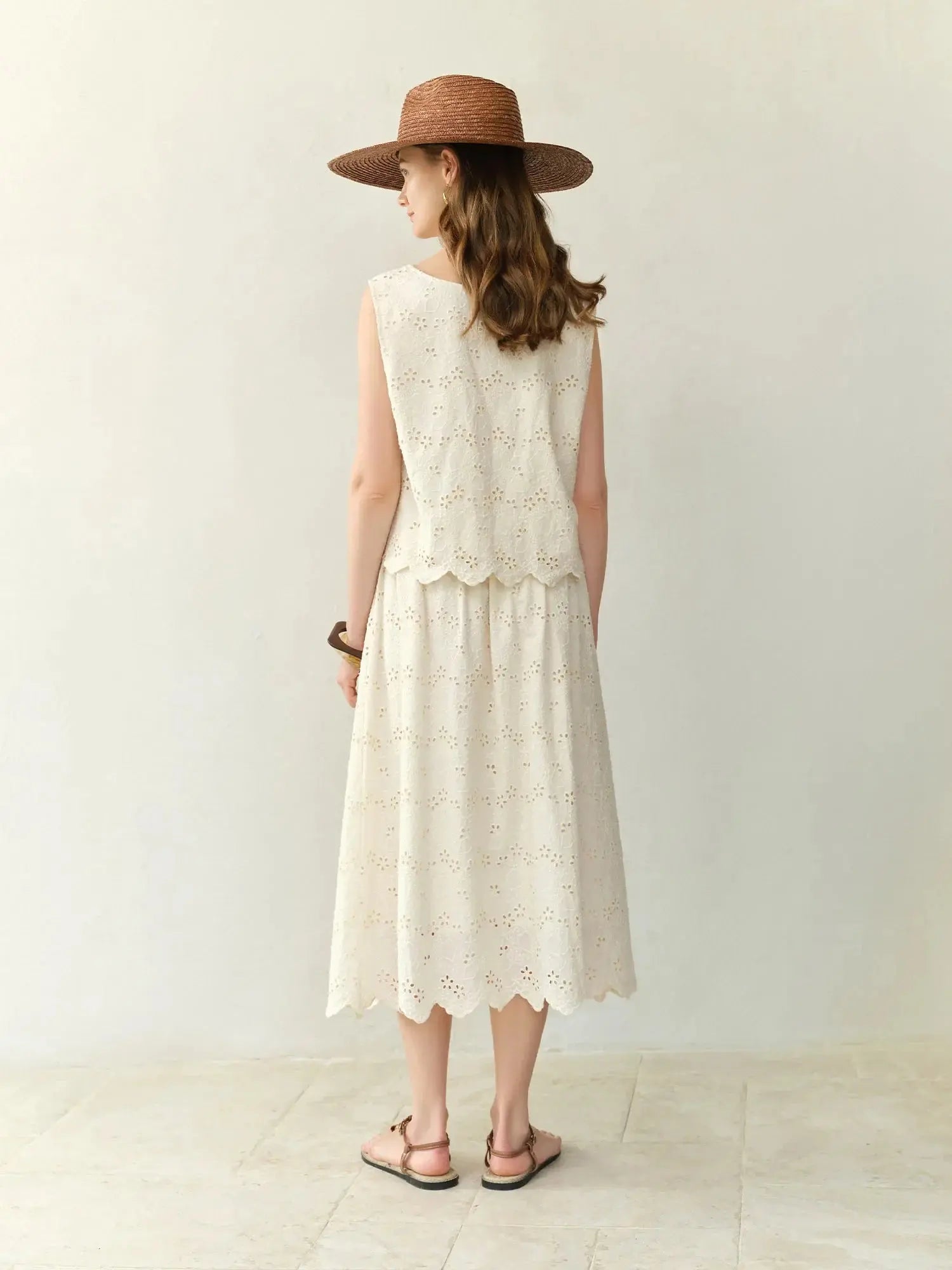 Textured Midi Skirt & Tank in Ivory LORAN STORE