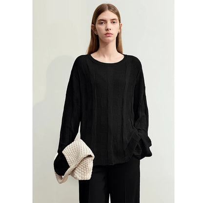 AMII Minimalism Knit Sweaters Women 2025 Spring New Round Neck Hollowed Out Dopamine Loose Drop Sleeves Commuter Tops 12451073 Loran
