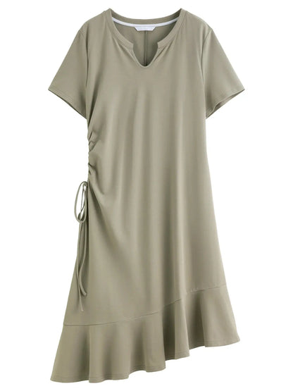 Casual Summer Flowy V-Neck Midi Dress - Loran
