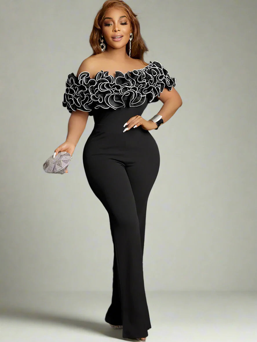 One-Piece Jumpsuit with Rose Detai