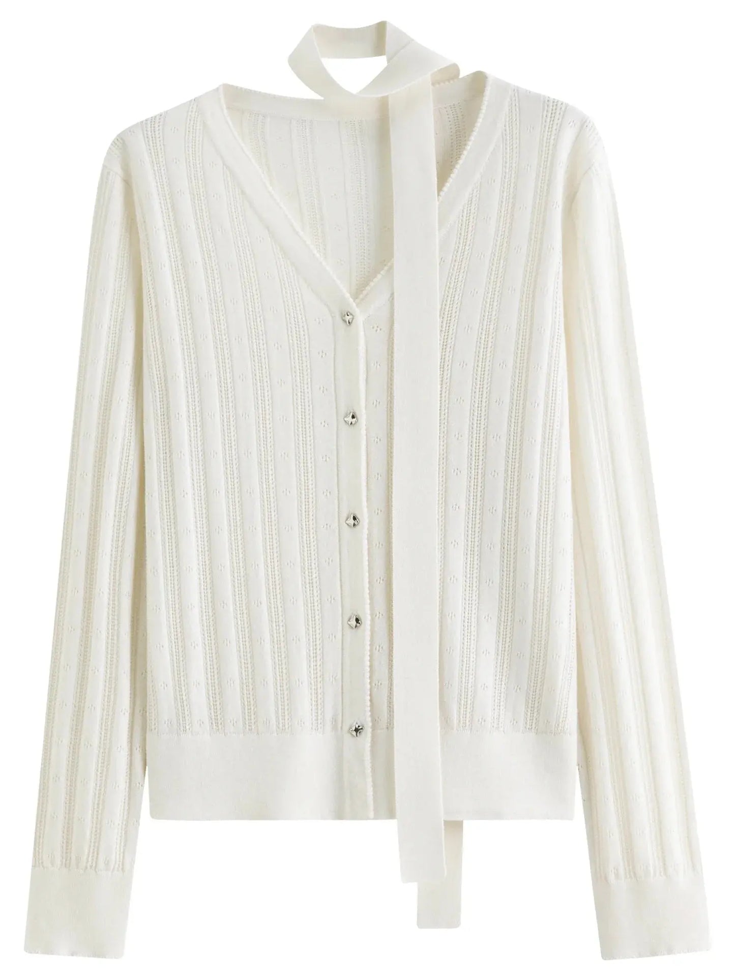 Detachable Bow & Lace Knit Cardigan for Women LORAN STORE