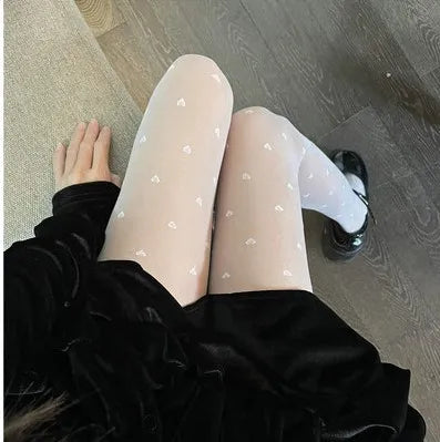Polka Dot & Heart Silk Tights Women's Nylon Pantyhose