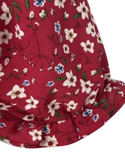 Plus Size Floral Fitted Woven Dress - Loran
