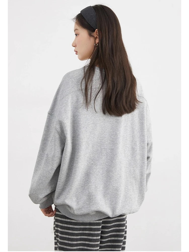 Preppy Plush Pullover Long Sleeve Autumn Top Loran
