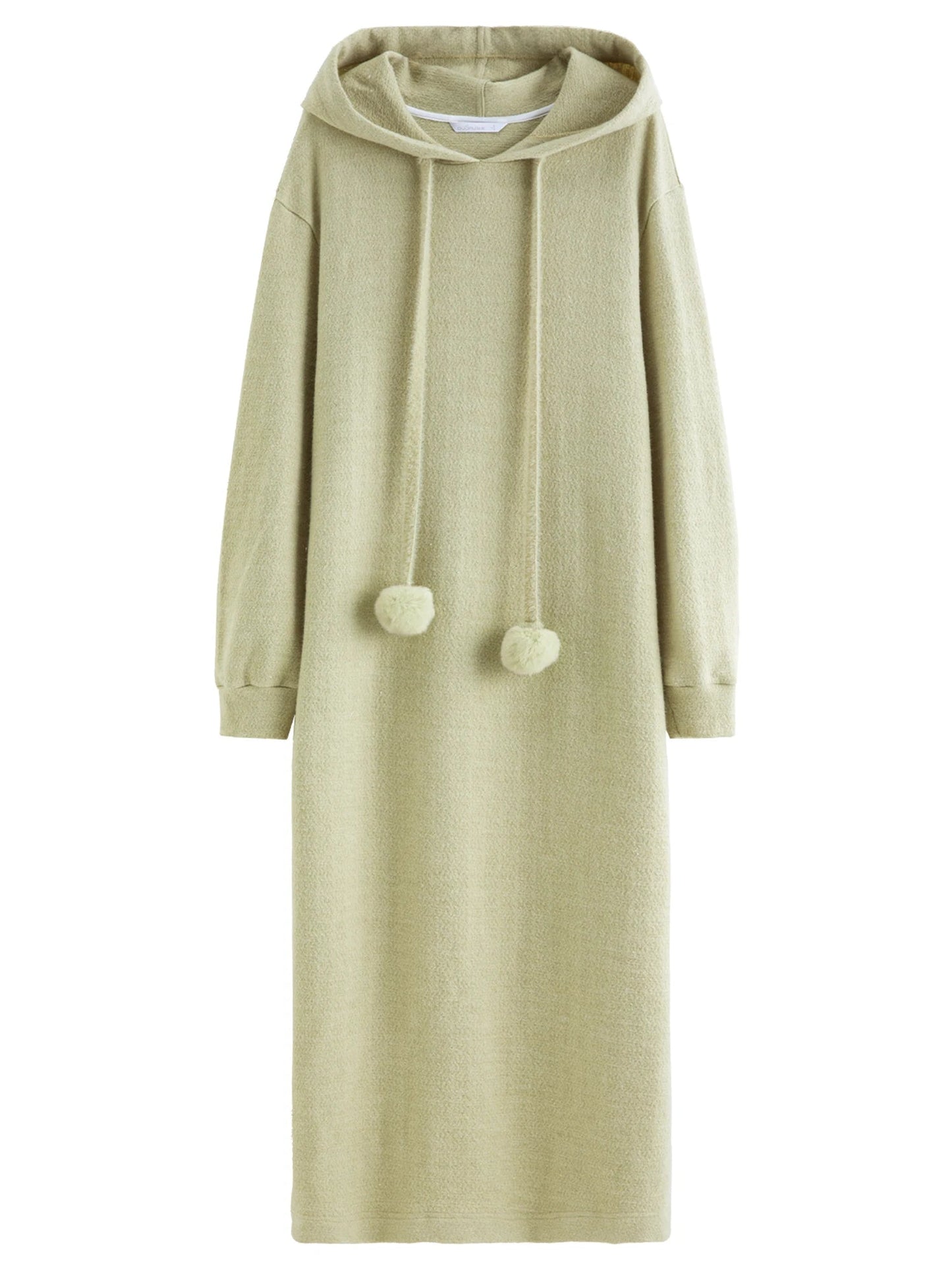 Hooded Knit Dress Drawstring Waist Winter Tunic Loran