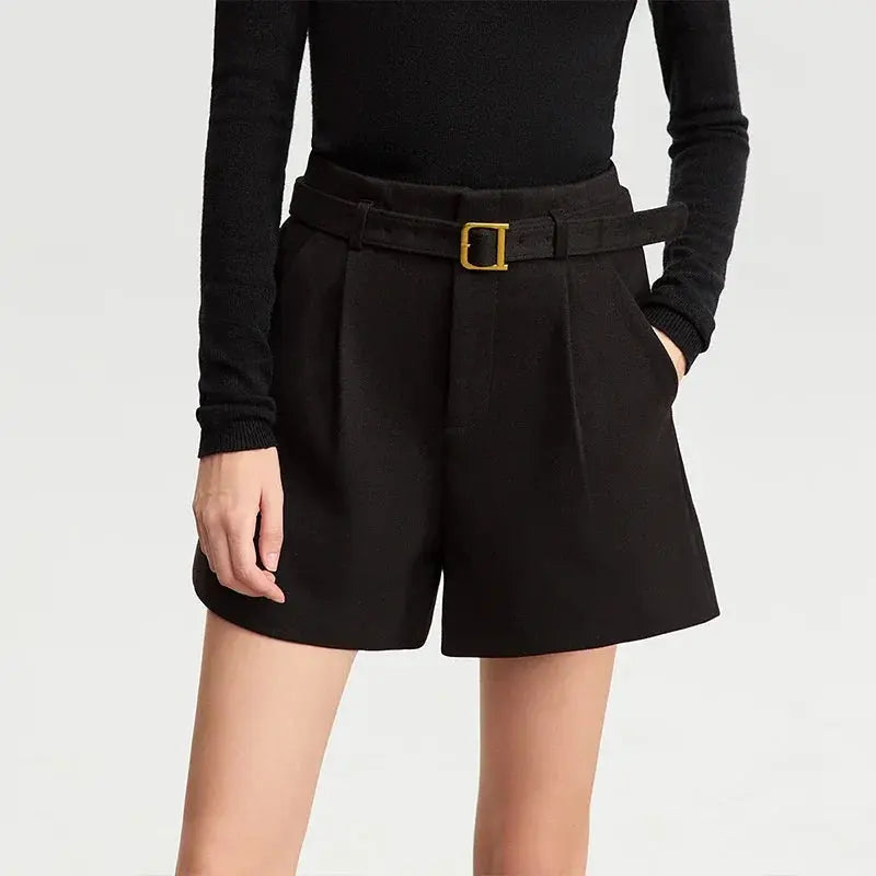 Office Vintage High-Waist Belted Shorts - Loran